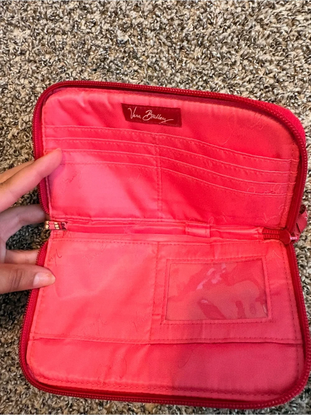 Vera Bradley Pink and Cream Quilted Zip Pouch
